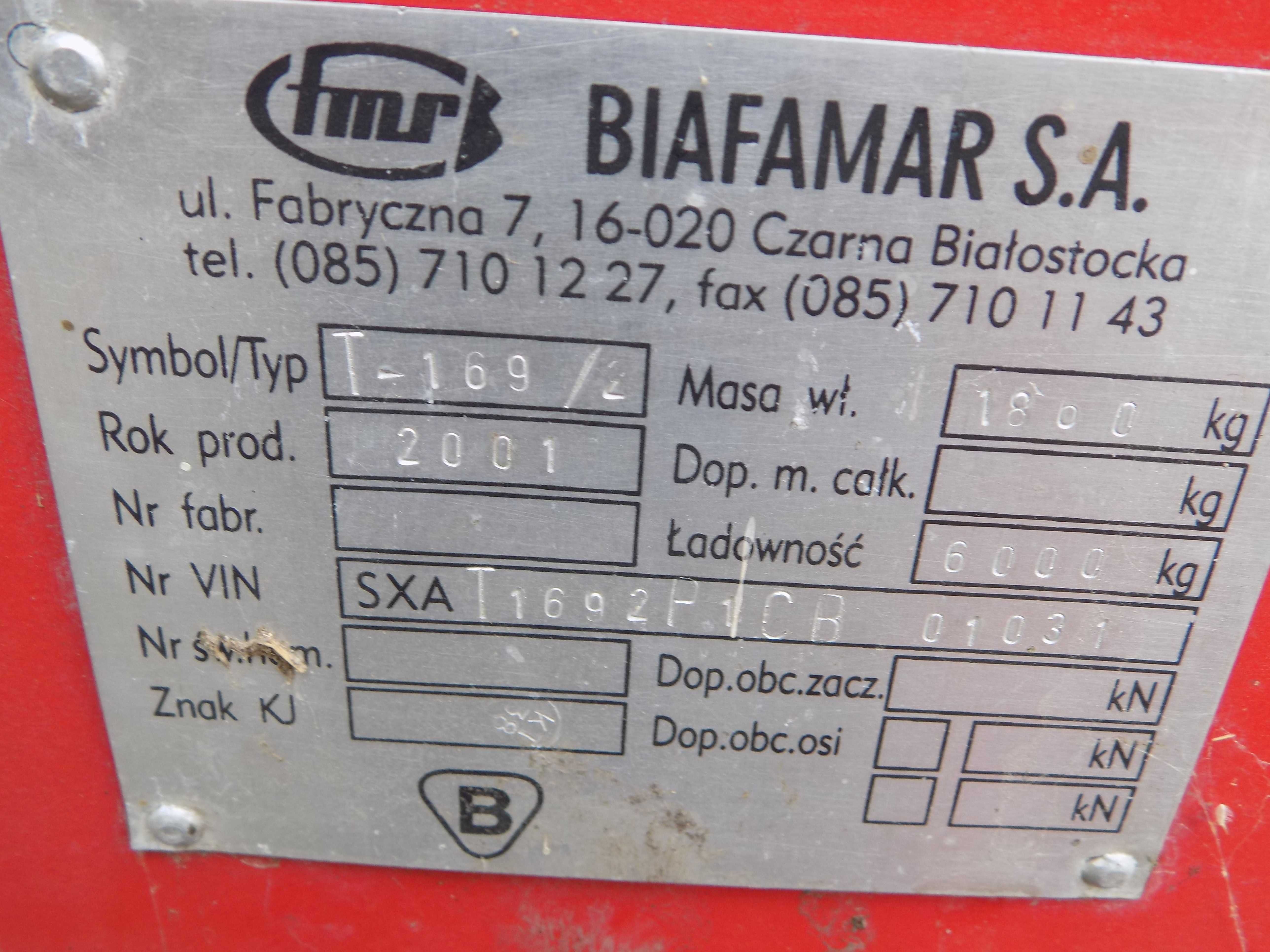 przyczepa biafamar 6t