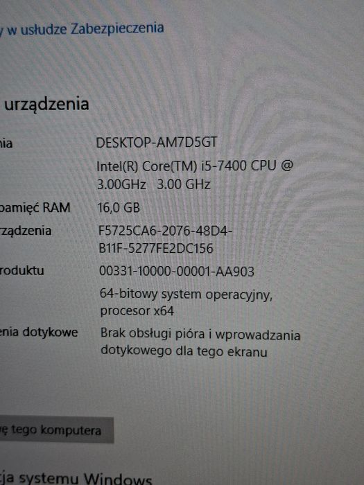 Komputer gamingowy do gier gtx 1050ti 16 gb ram ddr4 procesor i5 7400