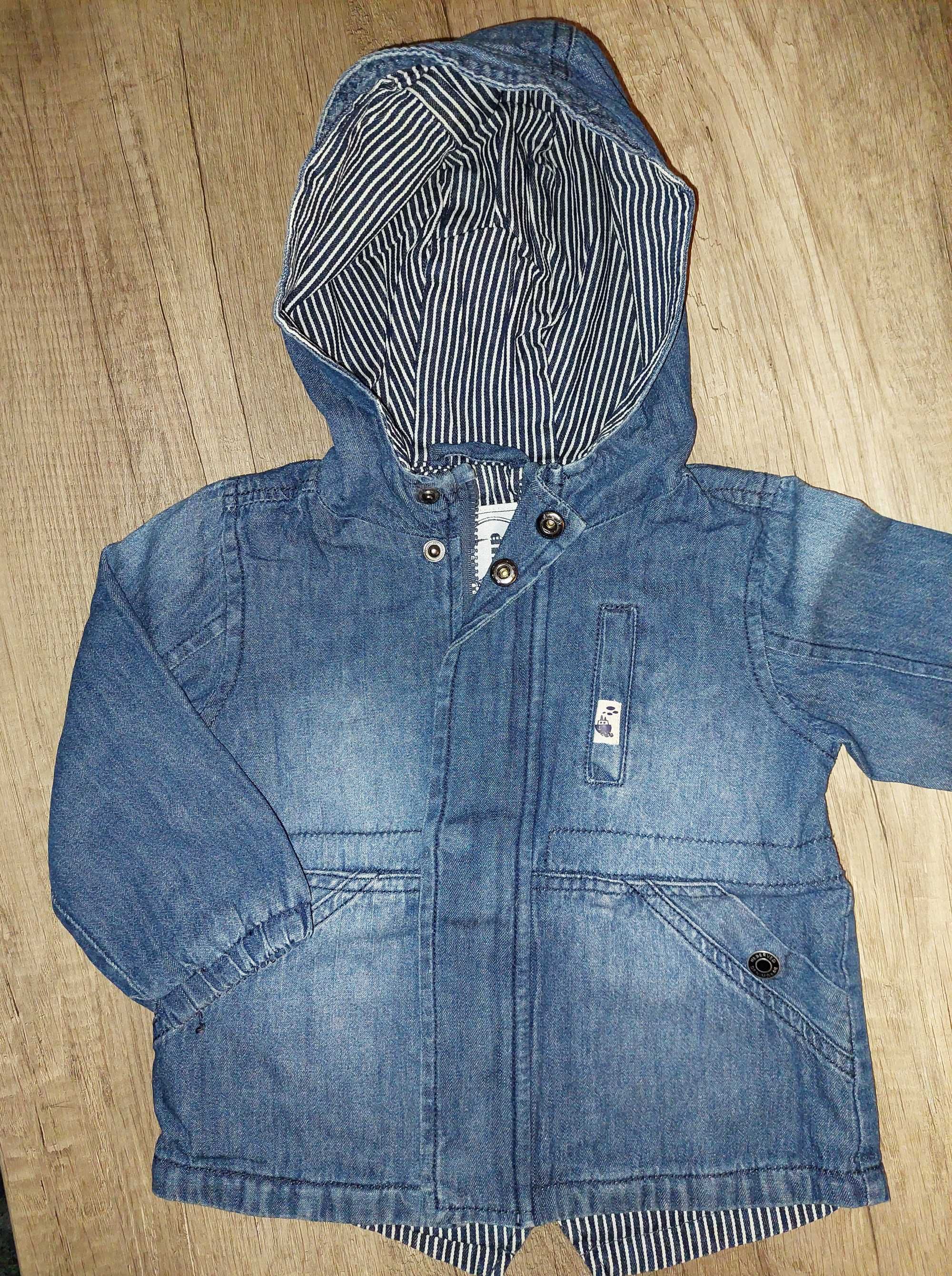 Wiosenno – jesienna kurtka jeansowa z kapturem Reserved r. 80 stan bdb