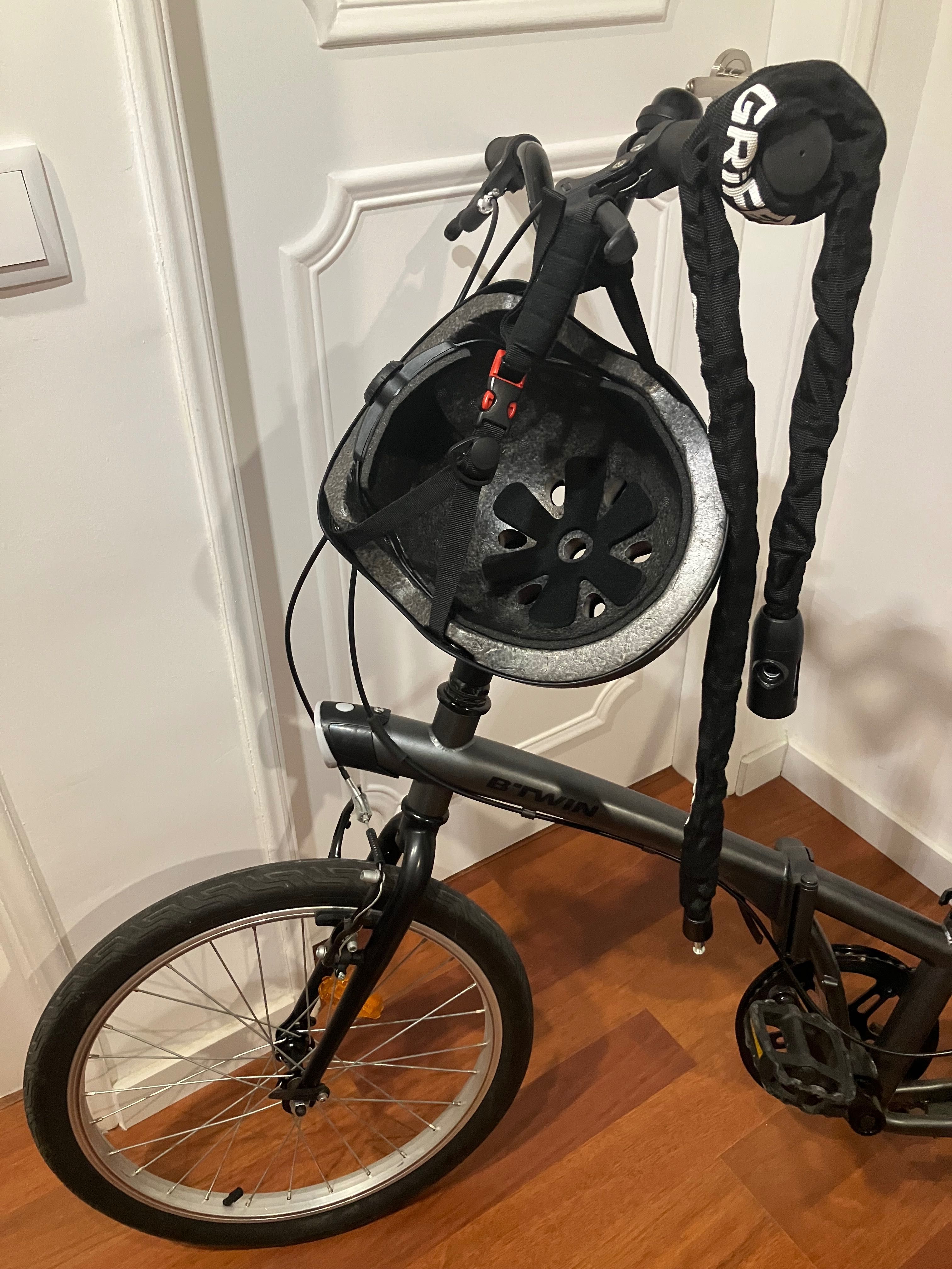 Bicicleta dobrável BTwin fold 100 com acessórios