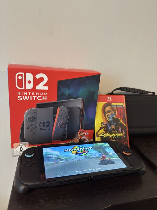 • Zestaw Nintendo Switch 2 + 3 Gry + Etui + Case + Mario Cyberpunk •