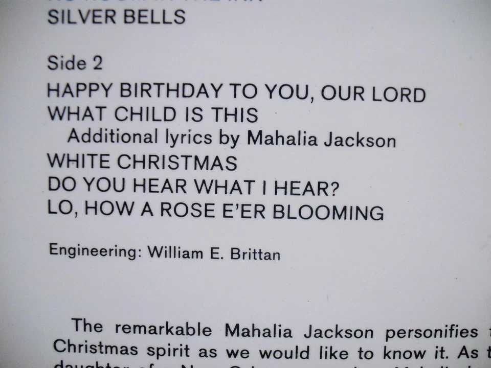 Mahalia Jackson – Christmas With Mahalia LP 1968 CBS - Holland