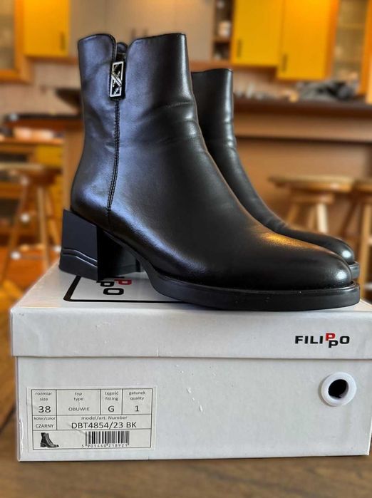 Botki damskie, czarne r. 38 NOWE