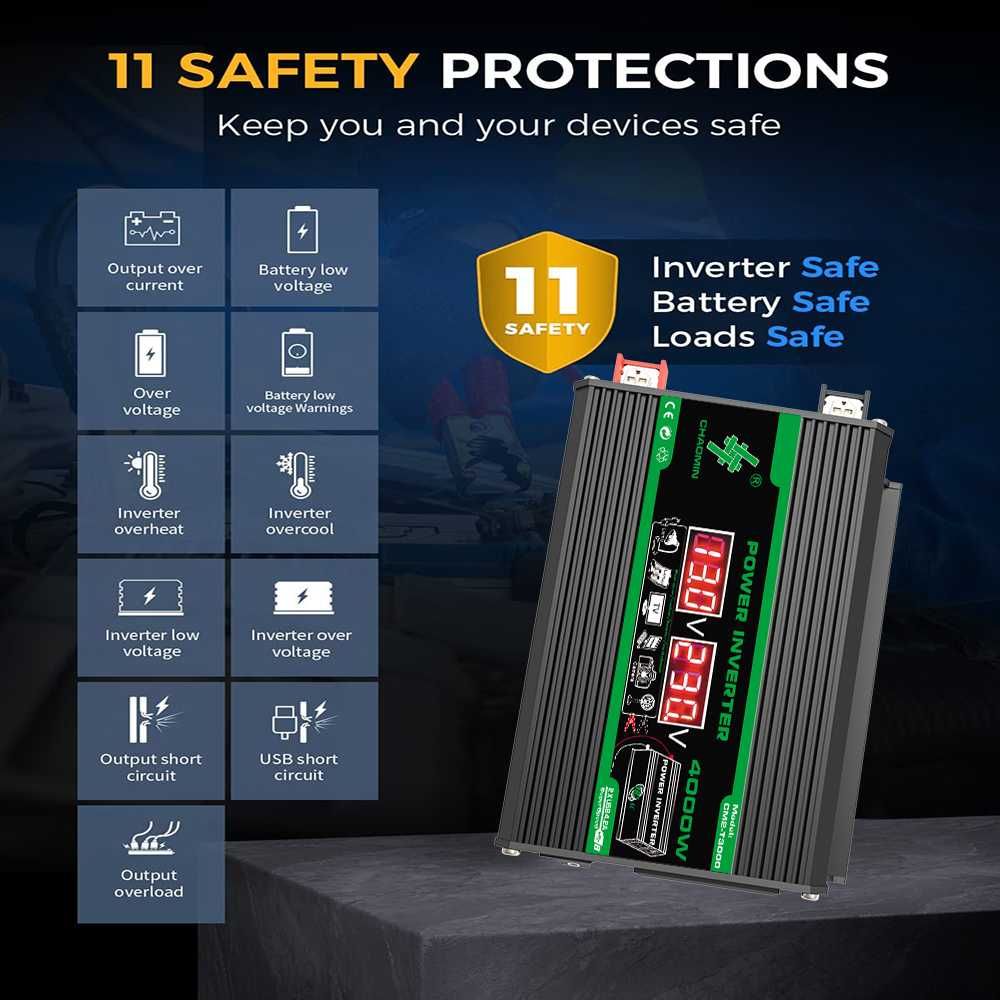4000w dc 12v para ac 110v 220v  usb
display lcd