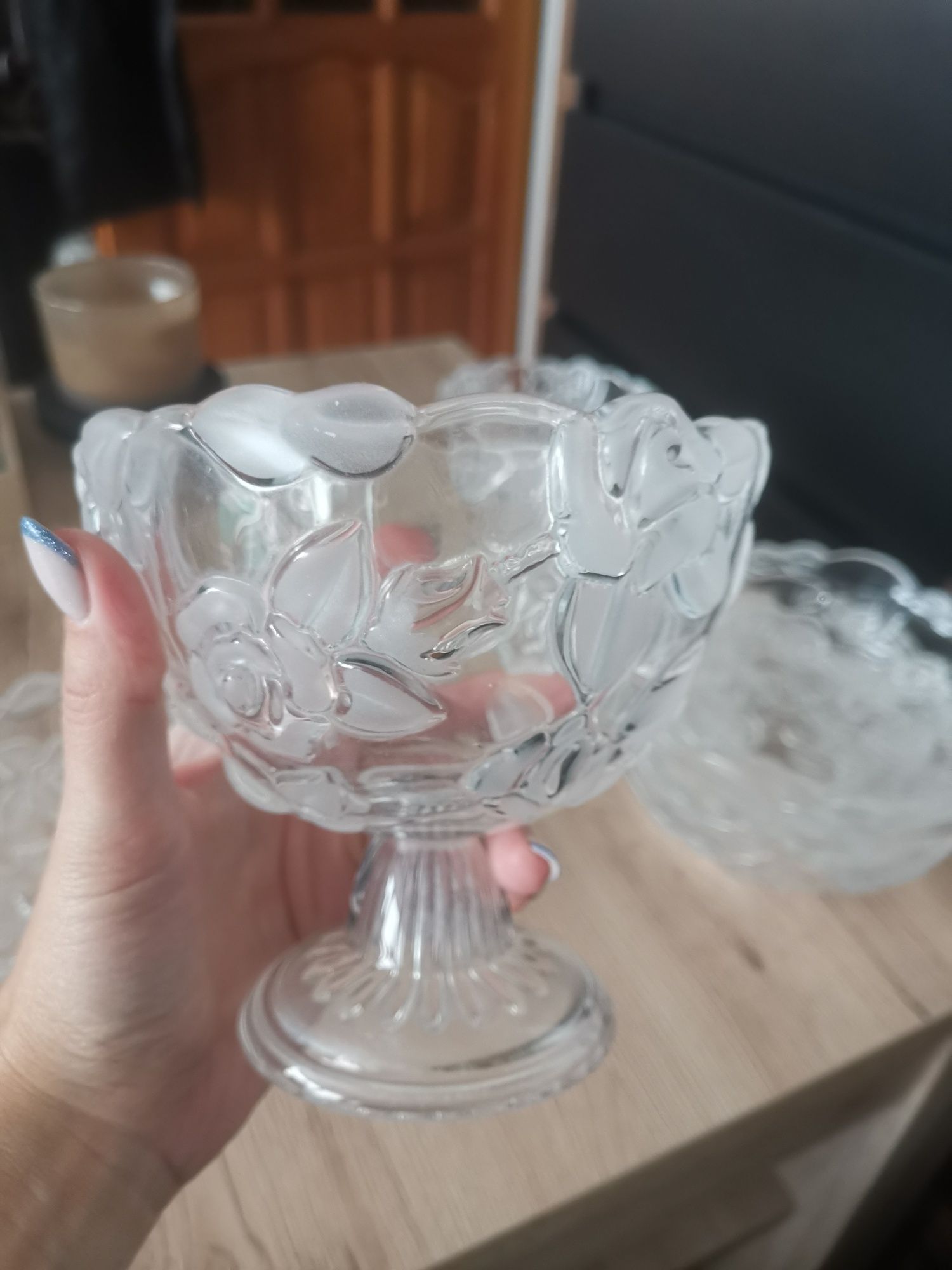 Walther Glass Georgina Zestaw szklanych naczyń w róże grube szkło