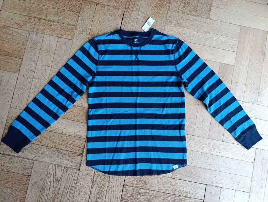 Gap kids Bluza Blue Black Stripes Tshirt,Unisex rozm.14-16 xxl 160 cm