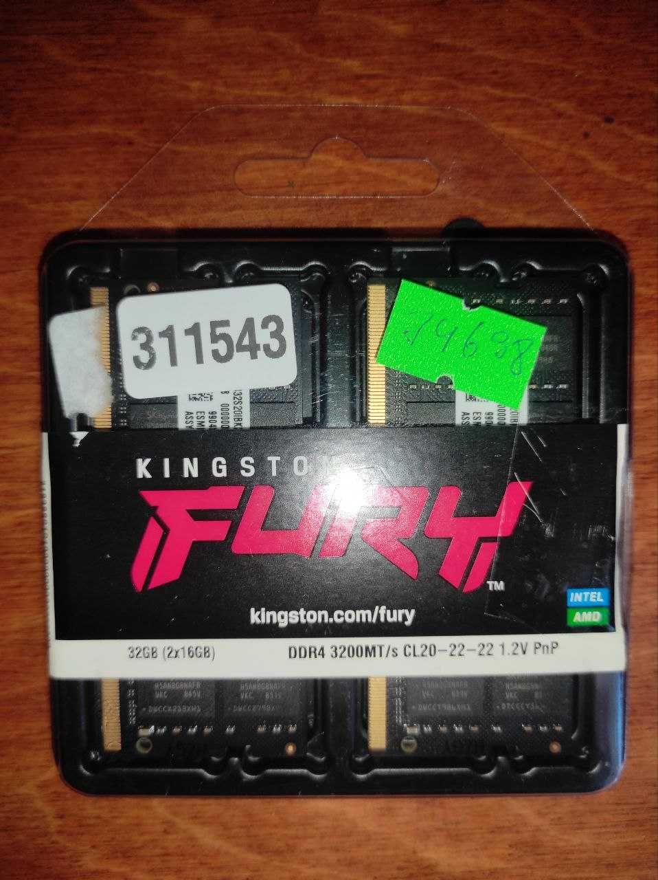 Нова оперативна пам'ять Kingston FURY 32 GB (2x16GB) DDR4 3200 MHz