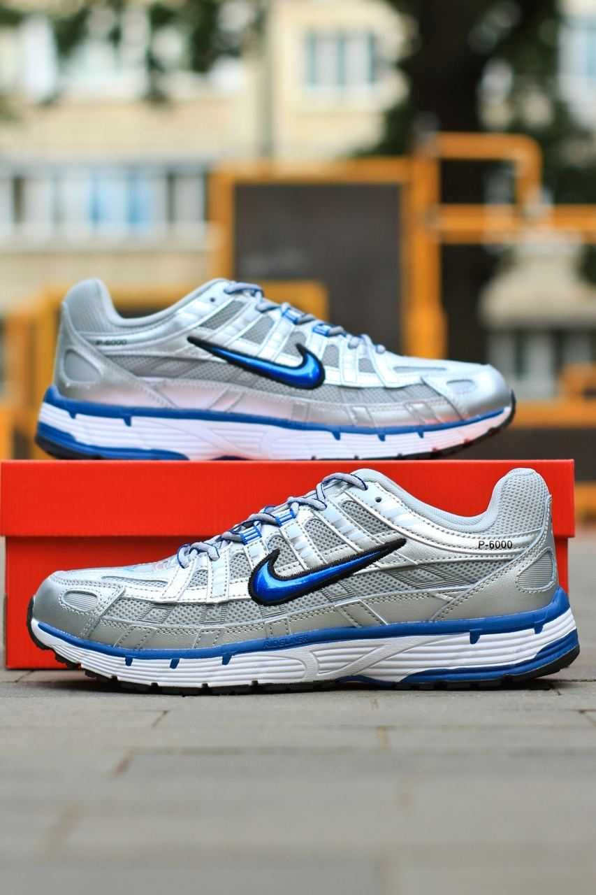 Чоловічі кросівки Nike P6000 срібло з синім 1149 ТОПЧИКИ