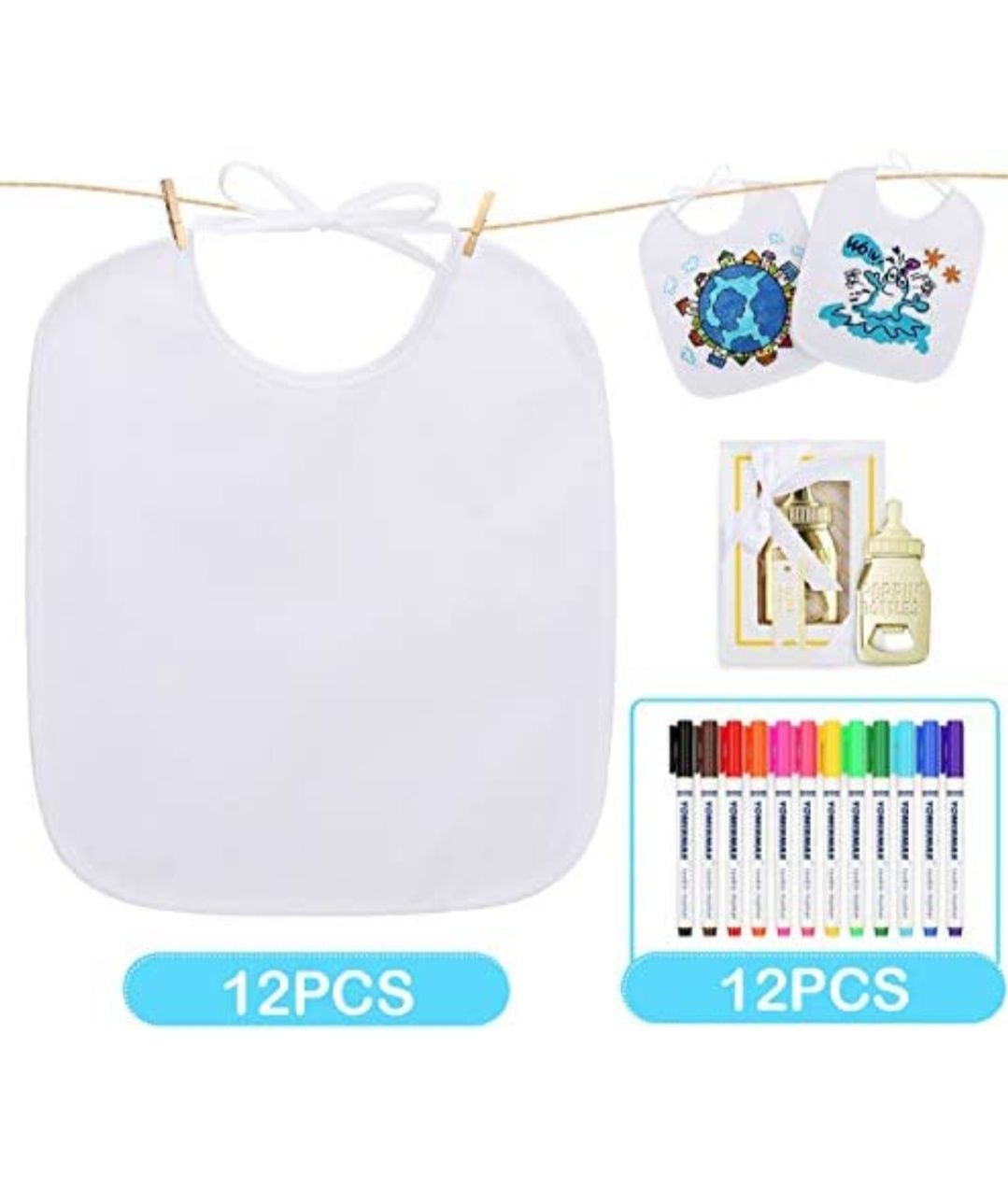 Śliniaki do rysowania 12 szt. DIY BIBS Lenbest