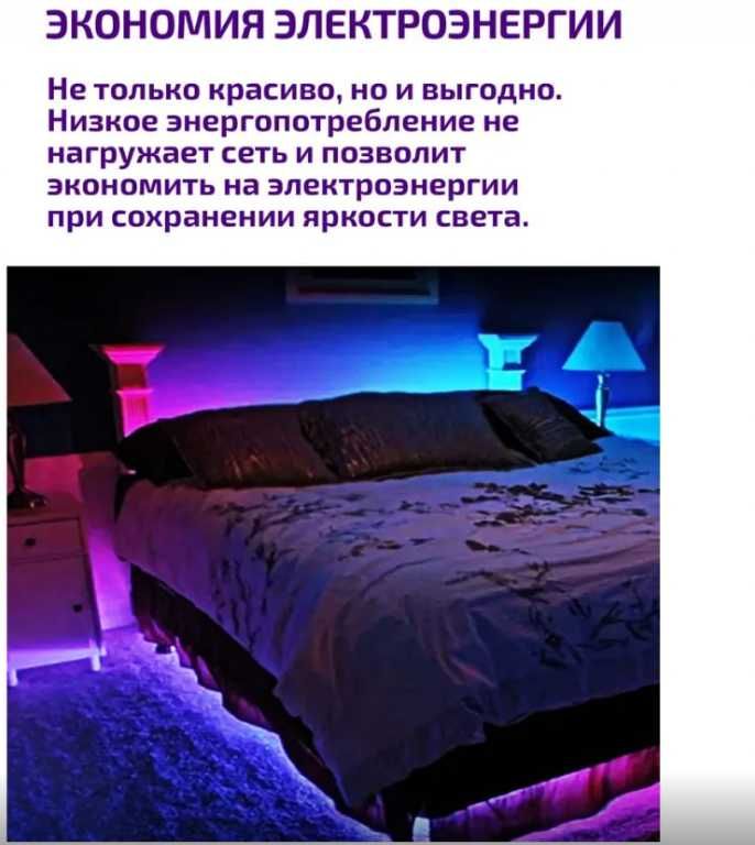 Светодиодная лента LED RGB 5 метров для подсветки