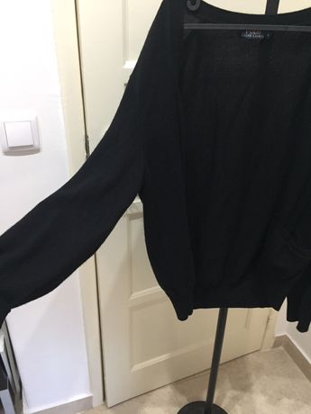 Casaco Ralph Lauren cardigan básico com cotoveleira castanha XL