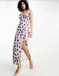 Vila 38 M Sukienka Maxi Szyfon Blurred Purple Spot Print J26715