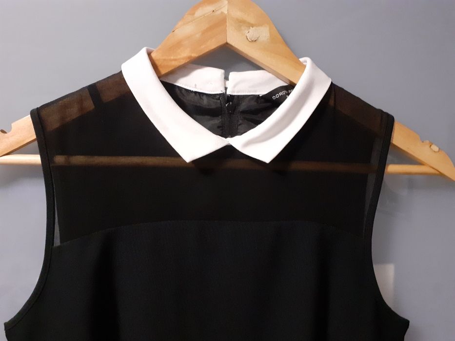 Czarna sukienka Dorothy Perkins biały kołnierzyk 36 S