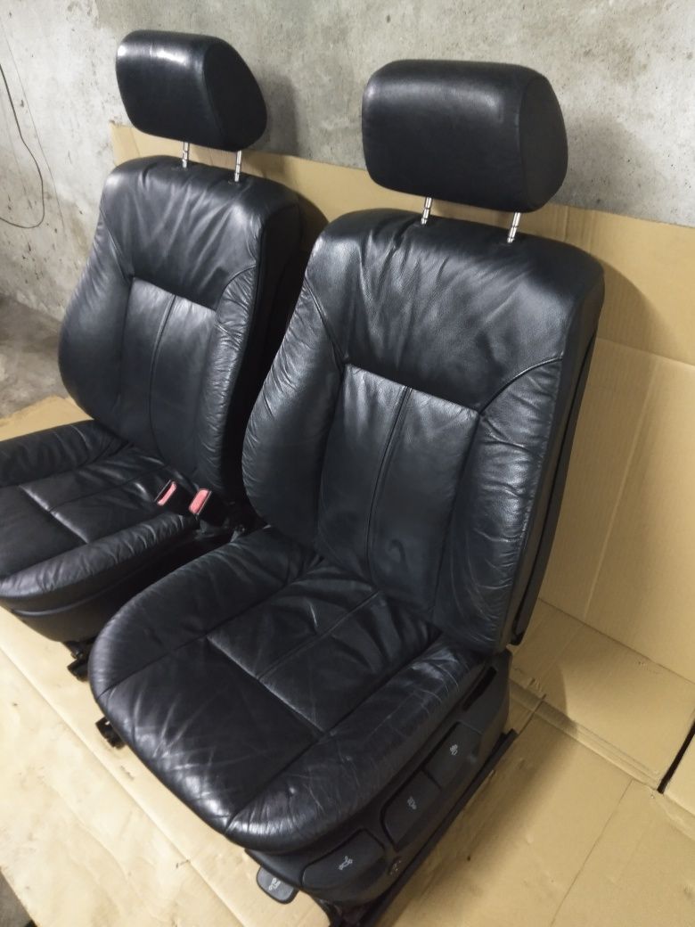 Fotele E38 E39 2x skóra przód, 2x welur elektryczne, E36 zielone fotel