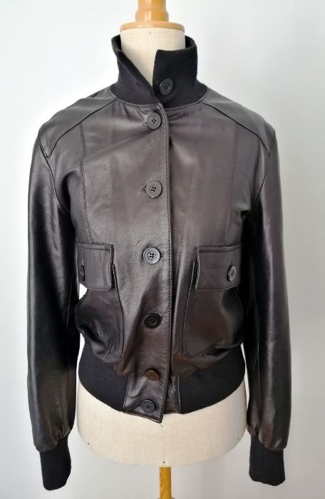 VERA PELLE - Czarna Skórzana Damska Pilotka, Super Mięka Skóra Nat. M