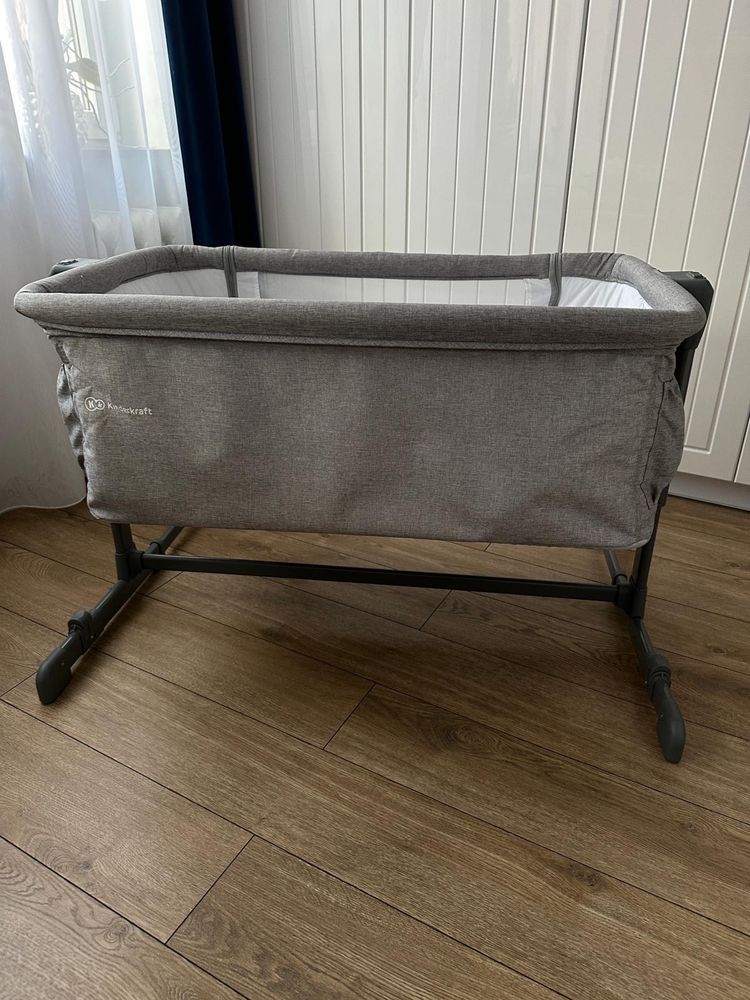 Łóżeczko dostawne kinderkraft neste up grey light melange + materacyk