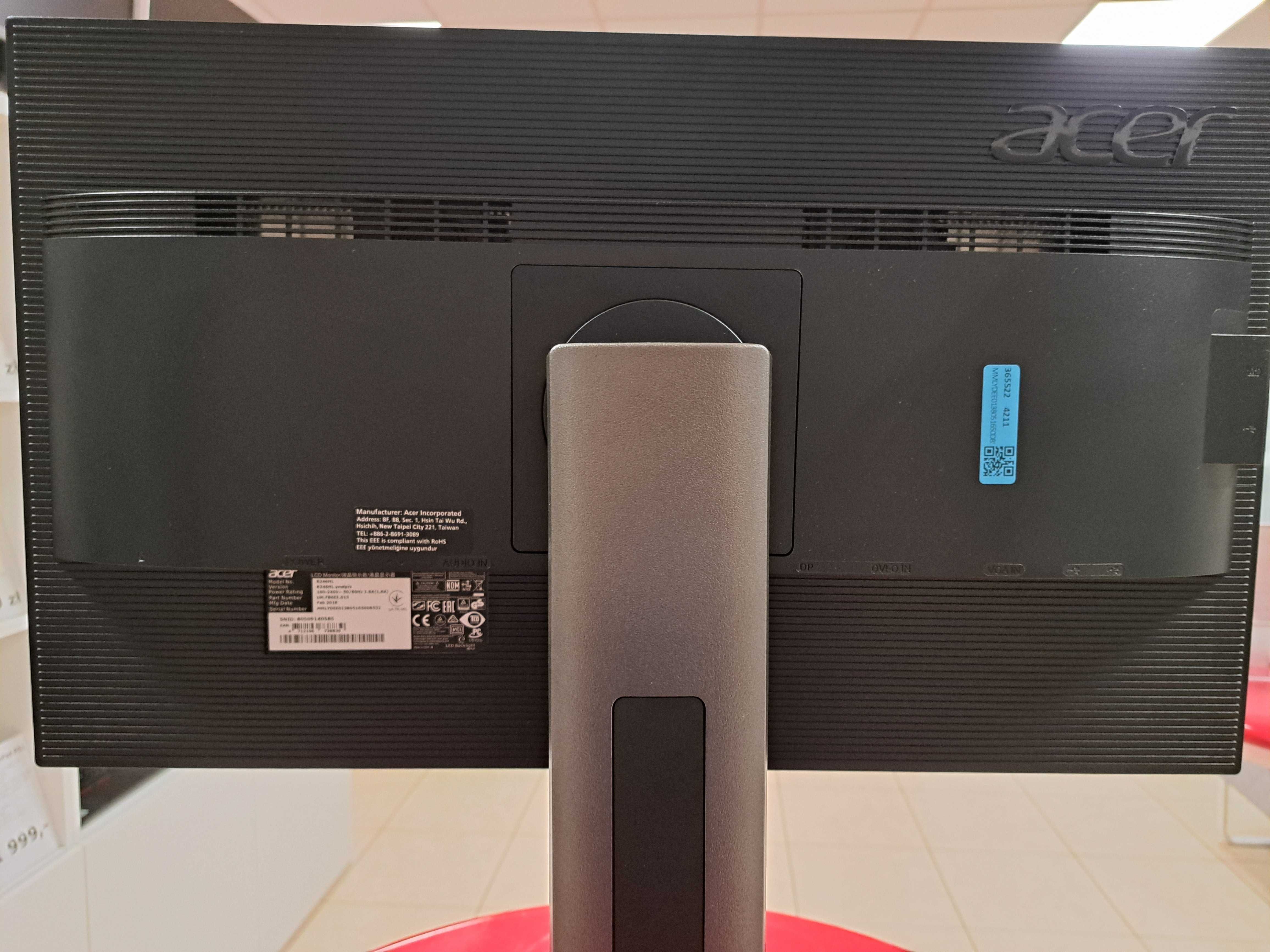 Monitor Acer B246HL 24" FHD LED VGA DP DVI Pełna Regulacja GW6MC