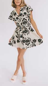 Printed linen blend DRESS sukienka Zara rozm.M nowa z metką
