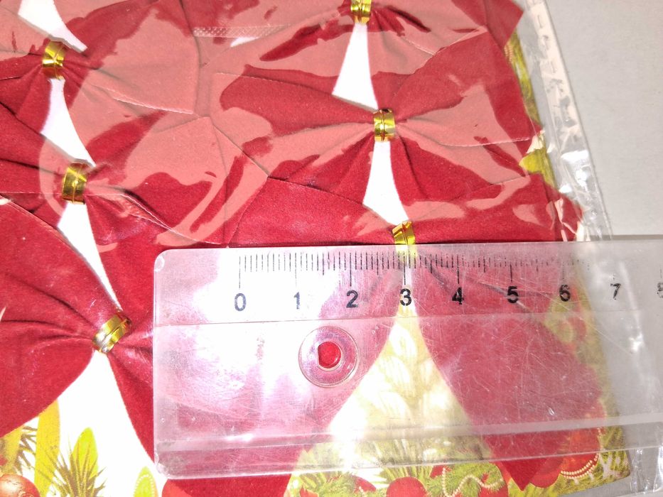 N012 Zestaw 12 Czerwonych Kokardek Welurowych Świątecznych