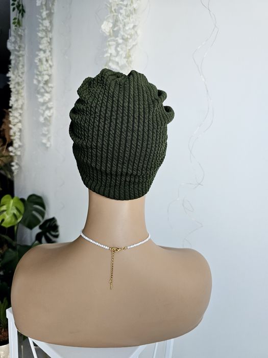 Turban czepek Iga zielony nakrycie głowy podczas leczenia czapka