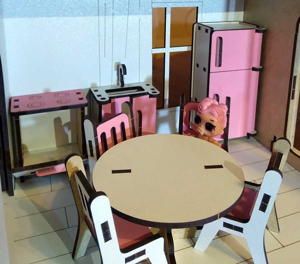 Іграшковий будиночок лялькам іграшкові предмети меблі балкон ліфт