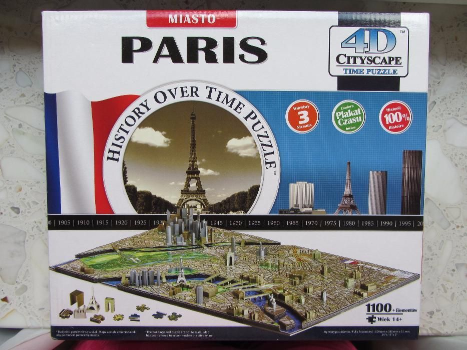 "PARIS"- Puzzle 4D (1100 elementów, warstwowe,stan idealny)