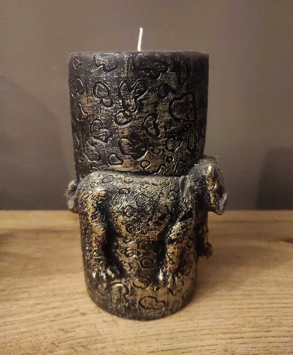 Świeca z tygrysem złoto - czarna 15 cm Glamour luxury tłoczona