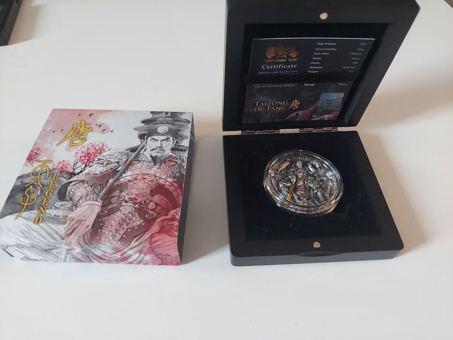 Срібна монета 2 унції, 2023 5$ Імператор Тайцзун