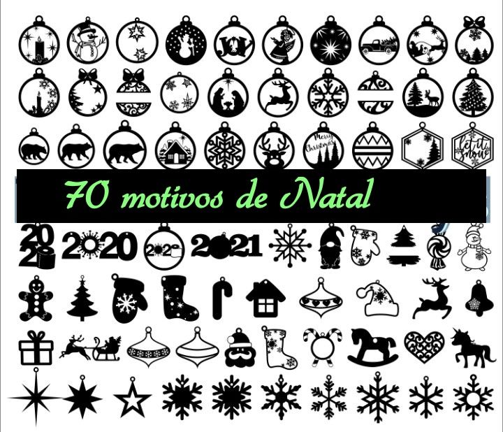 70 motivos de natal editáveis svg e dxf - ideal para máquinas a laser