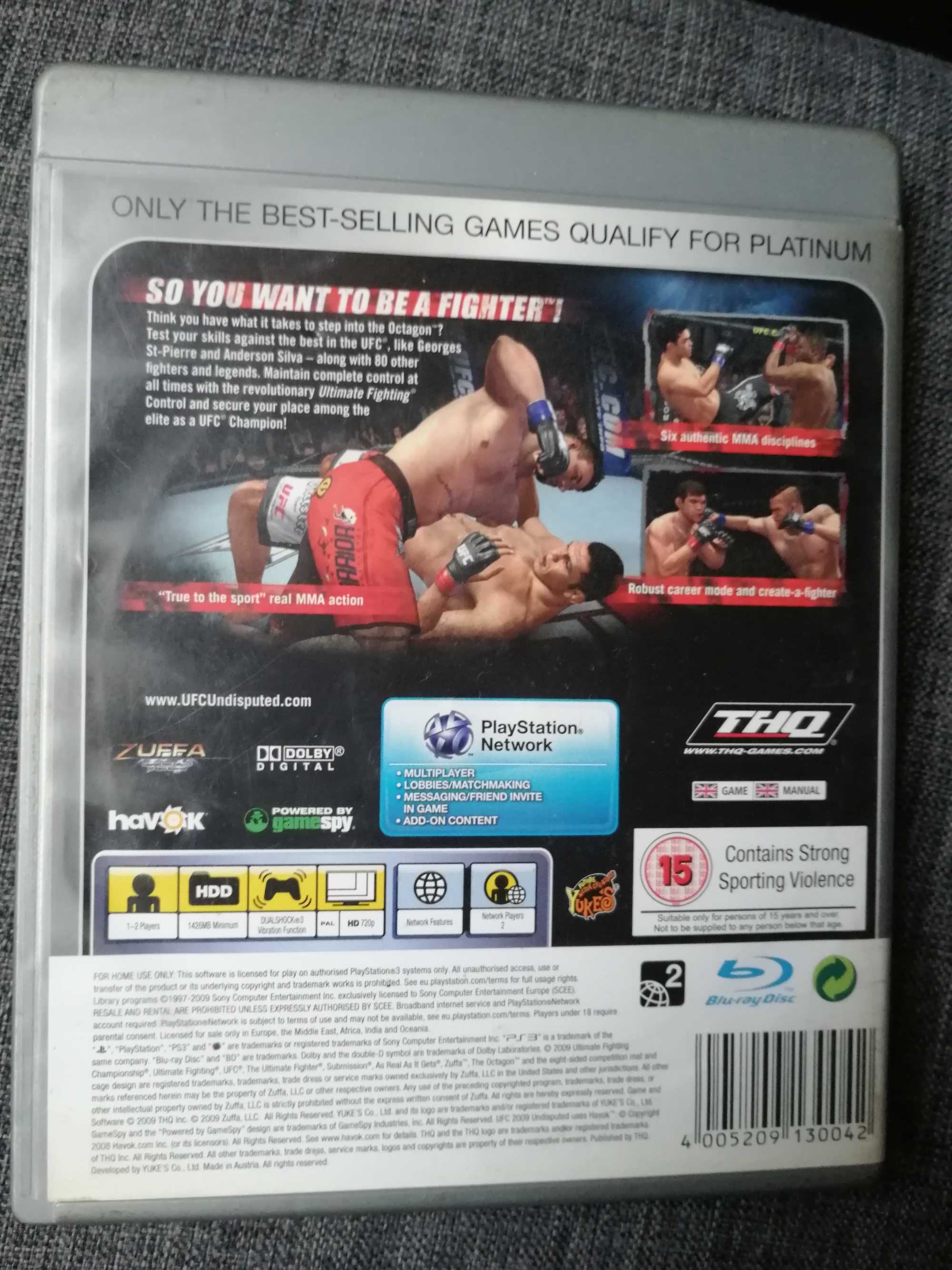 UFC Undisputed, Platinum Edition, 2009 na Ps3,