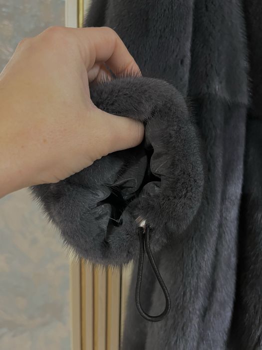 Графит! Греция! Необычная норковая шуба с капюшоном