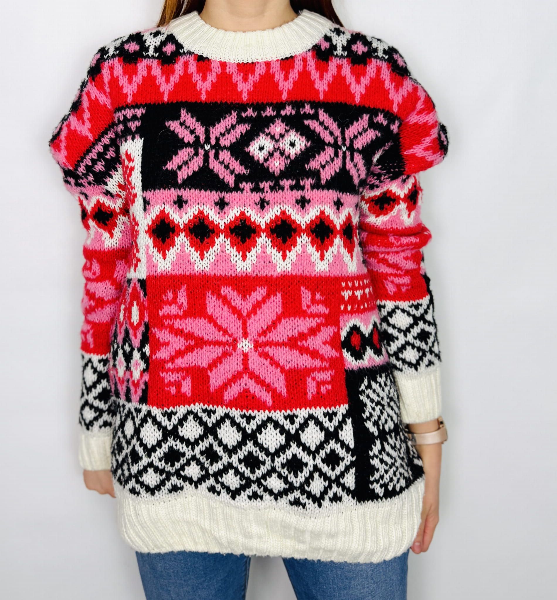 Sweter wzorzysty świąteczny XL 42