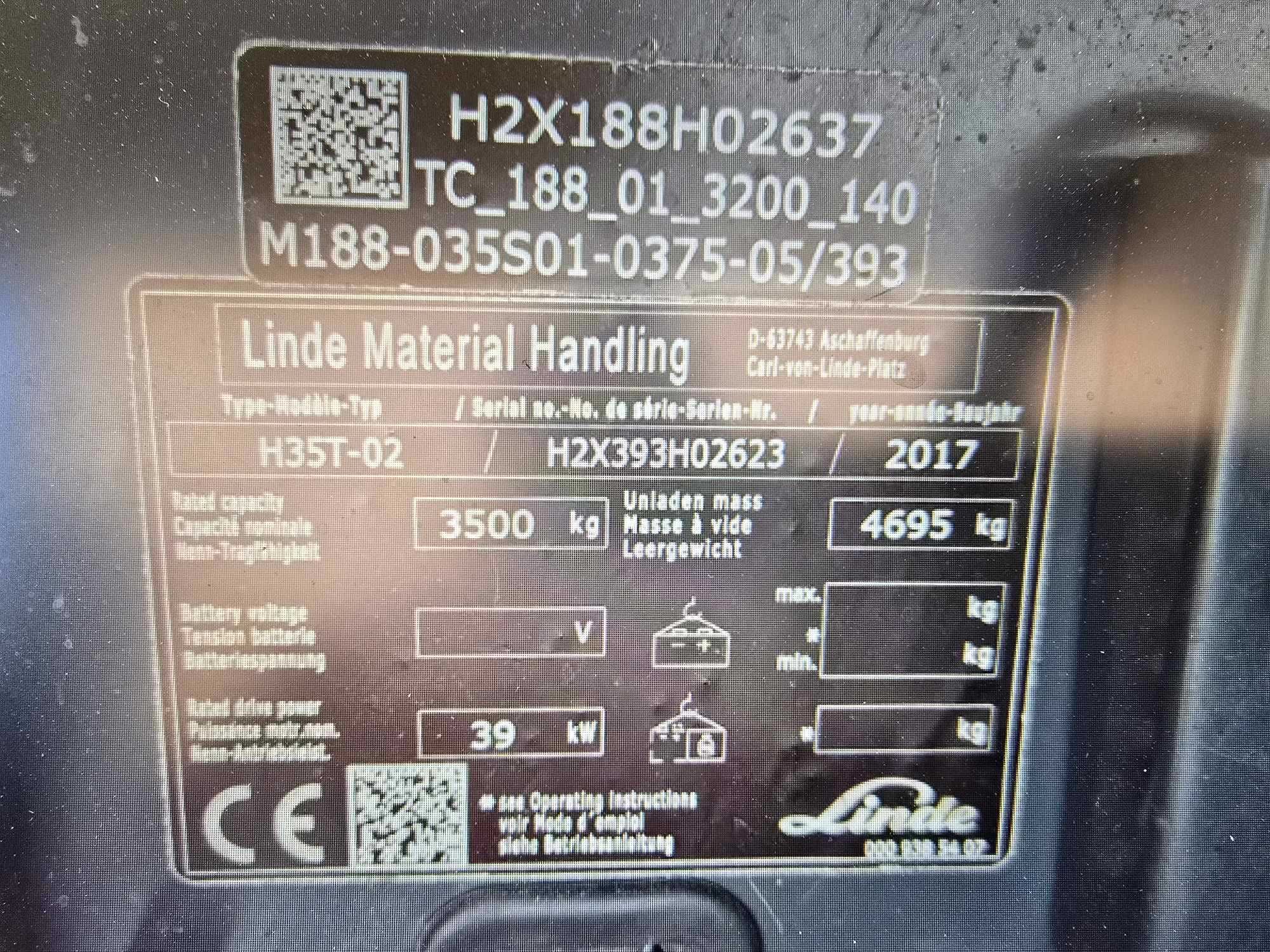 Linde H35T-02 rok 2017 Import Niemcy