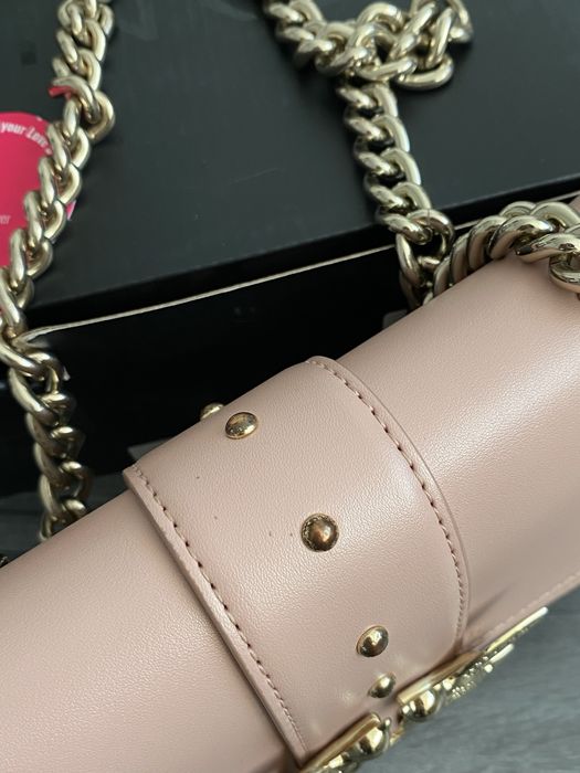 Pinko Love Mini Icon Simply C Vitello Seta skórzana torebka różowa