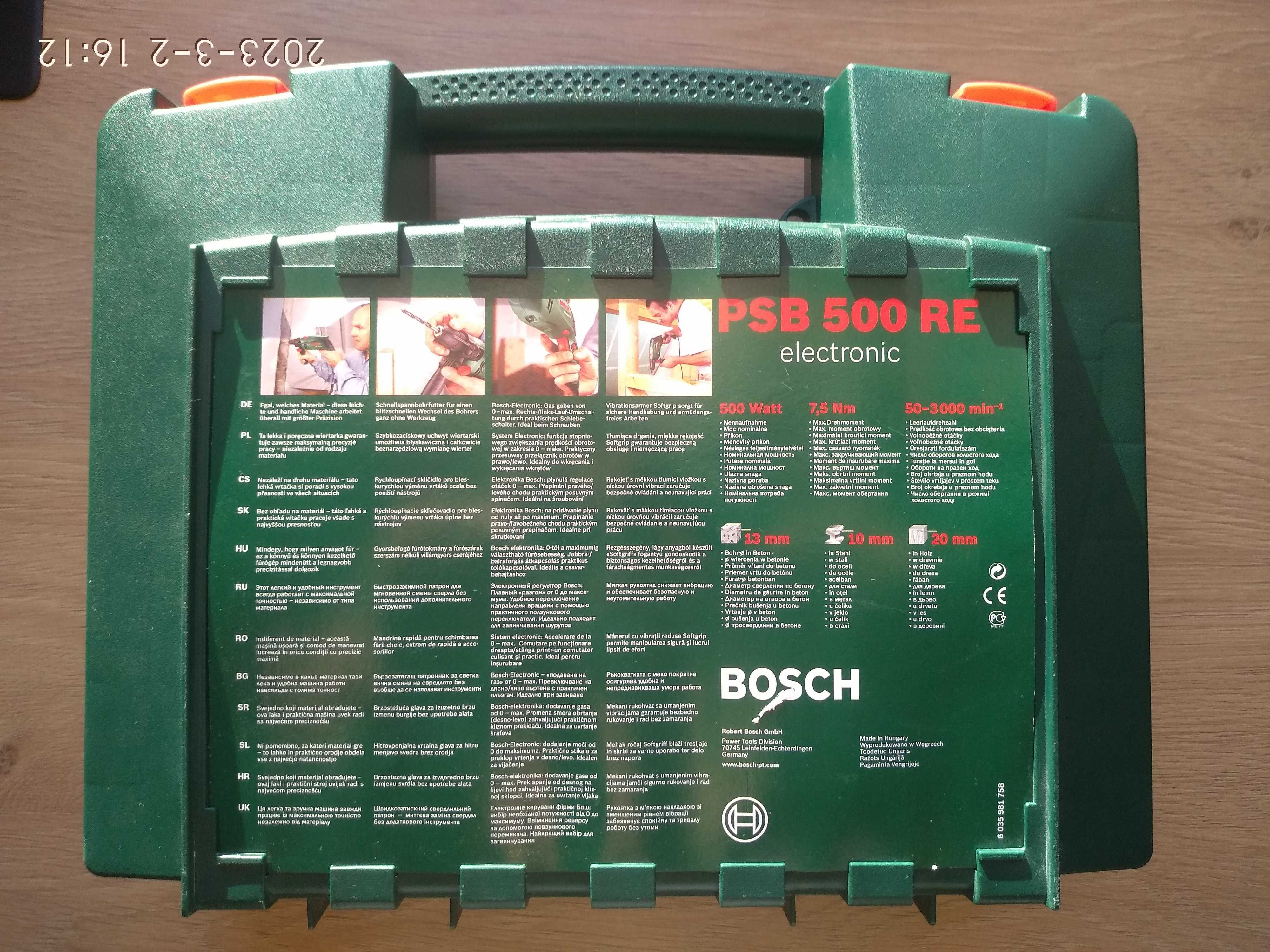 Walizka po wiertarce bosh psb 500 re + wiertarka na części