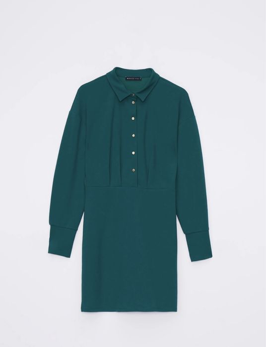 Темно-зелена кежуал сукня Mohito однотонна. Платье зелёное демисезон