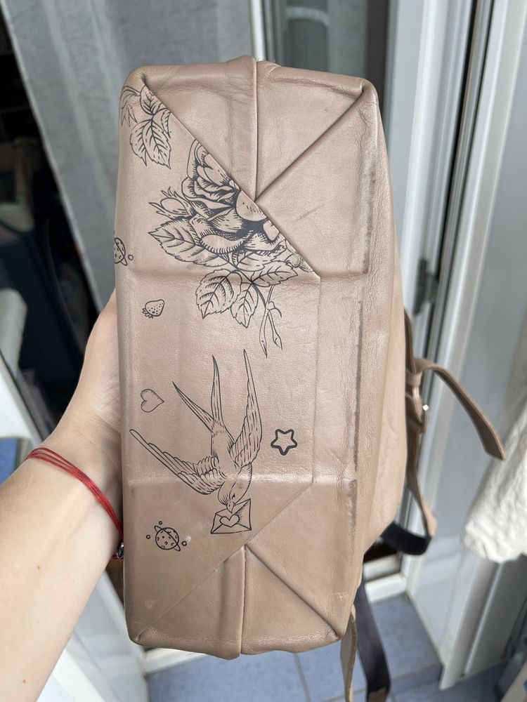Кожаный рюкзак тату, шкіряний рюкзак , tattoo, minimalisminbag