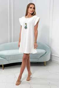 Biała sukienka z naszyjnikiem damska S/m