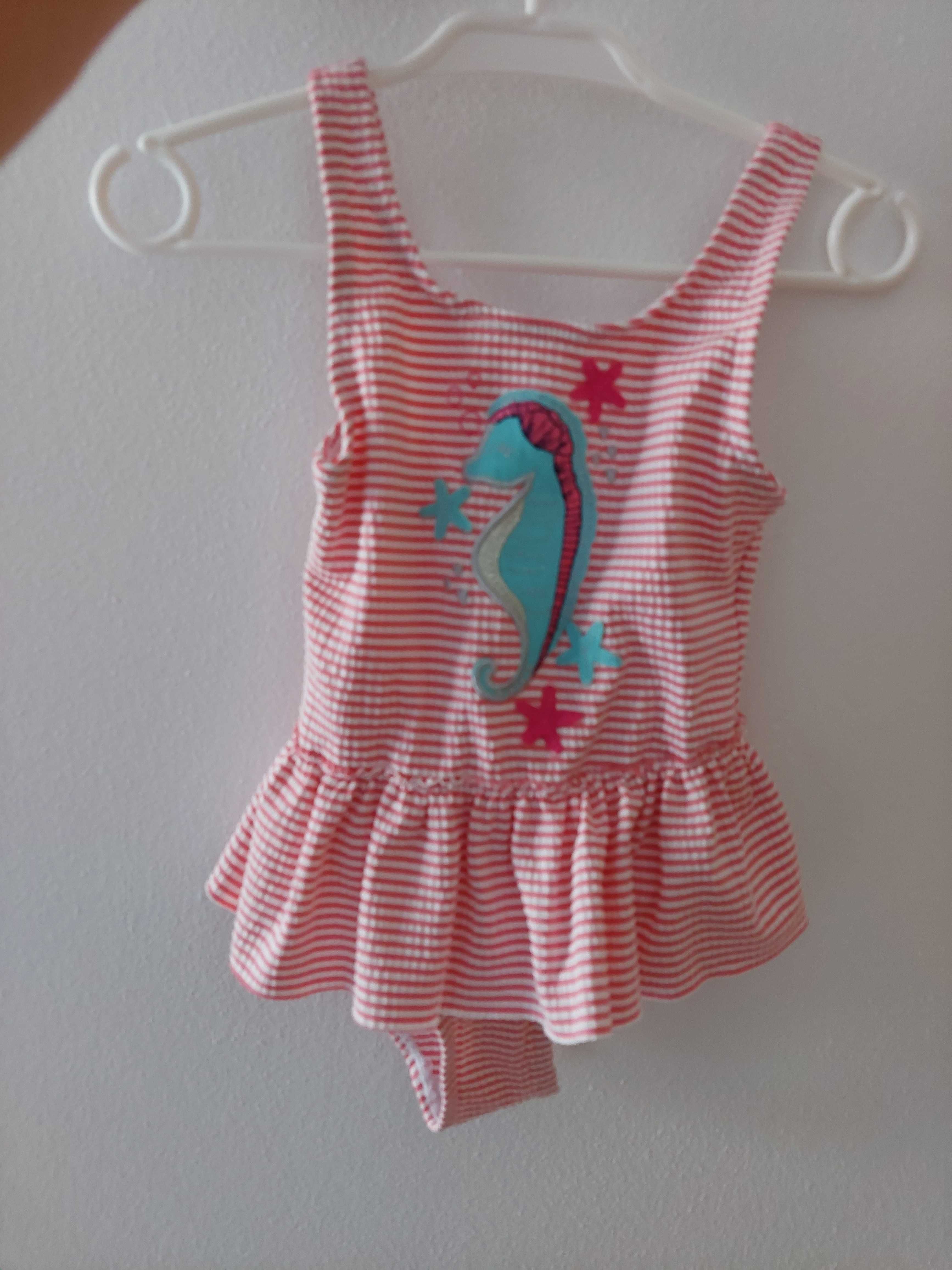 Strój kąpielowy  w paski z falbanką  F&F 18-24m 86-92 cm
