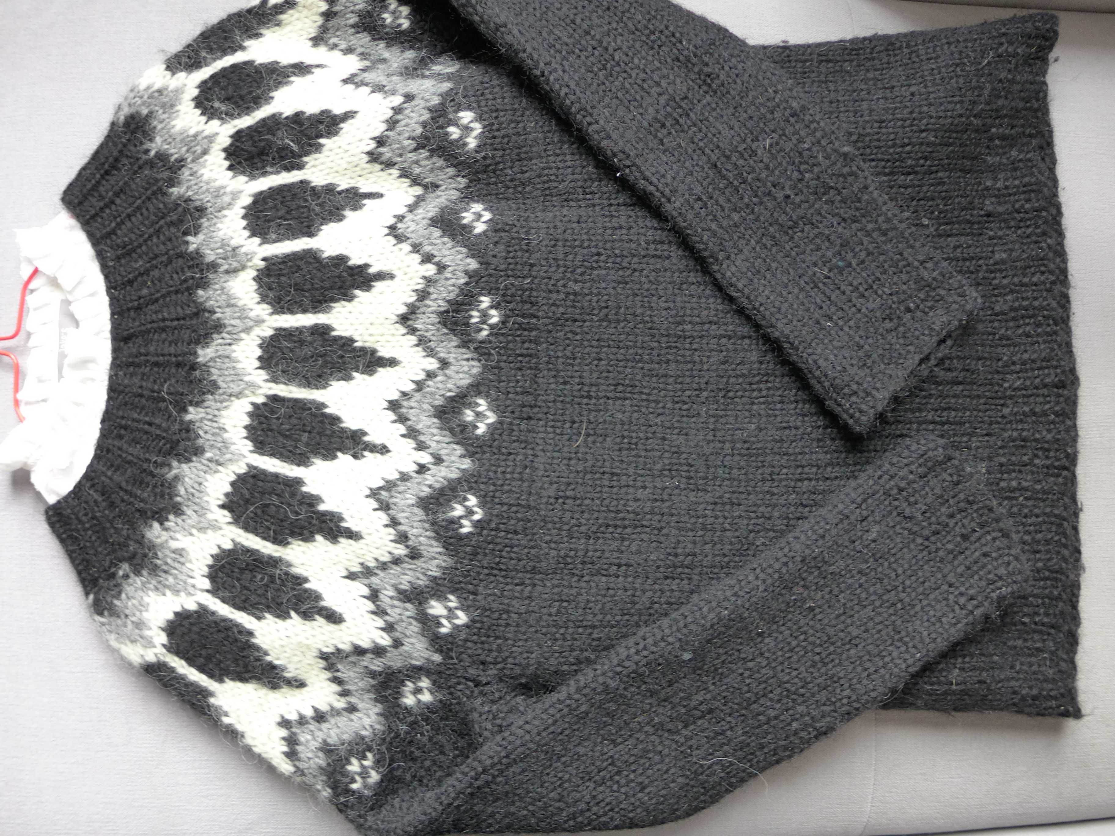 Handmade Wełniany Sweter LOPAPEYSA islandzki norweski 36 S Wełna LOPI