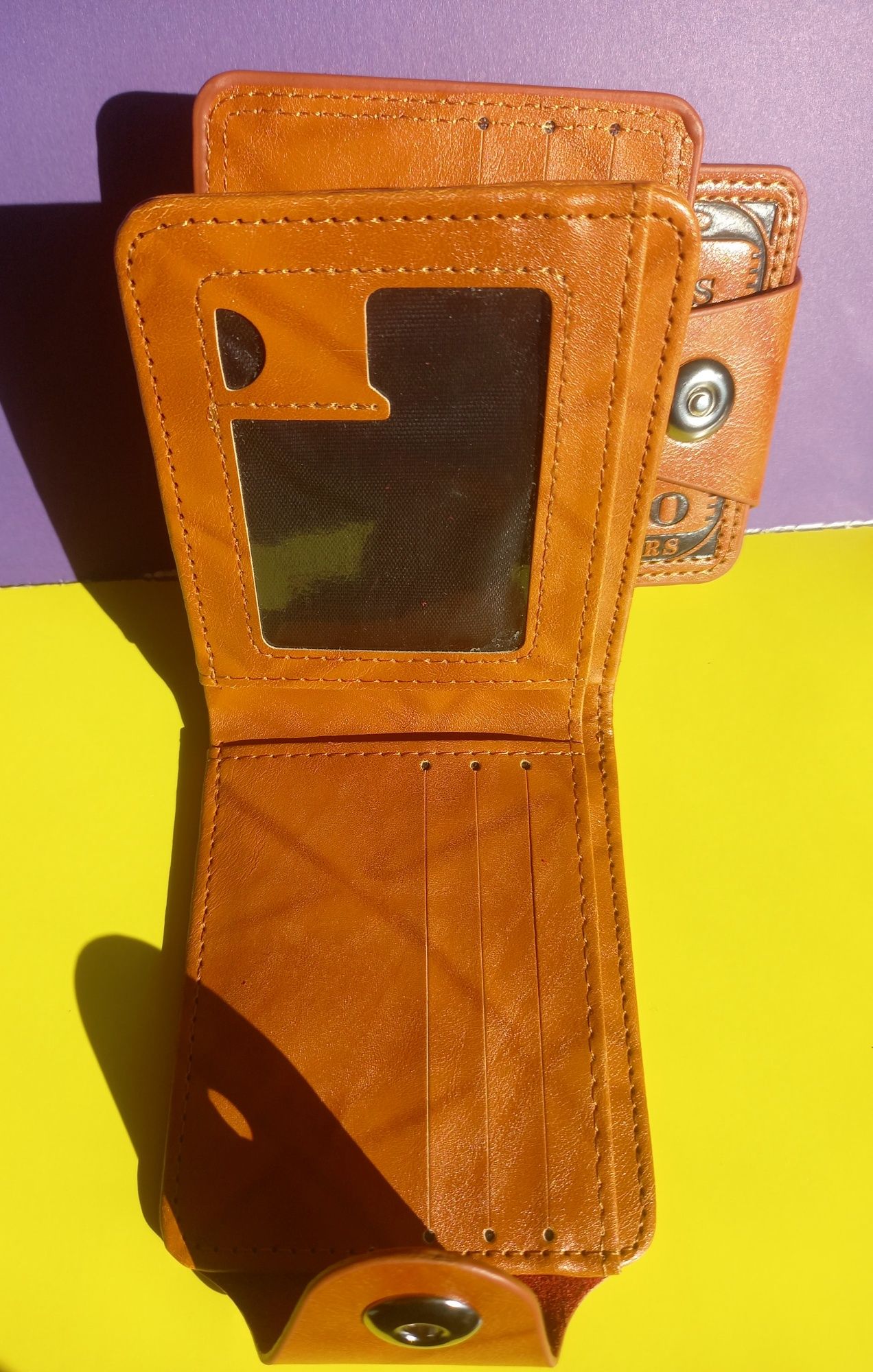 Чоловічий гаманець-портмоне з гравіюванням 100доларів, подарунок акція