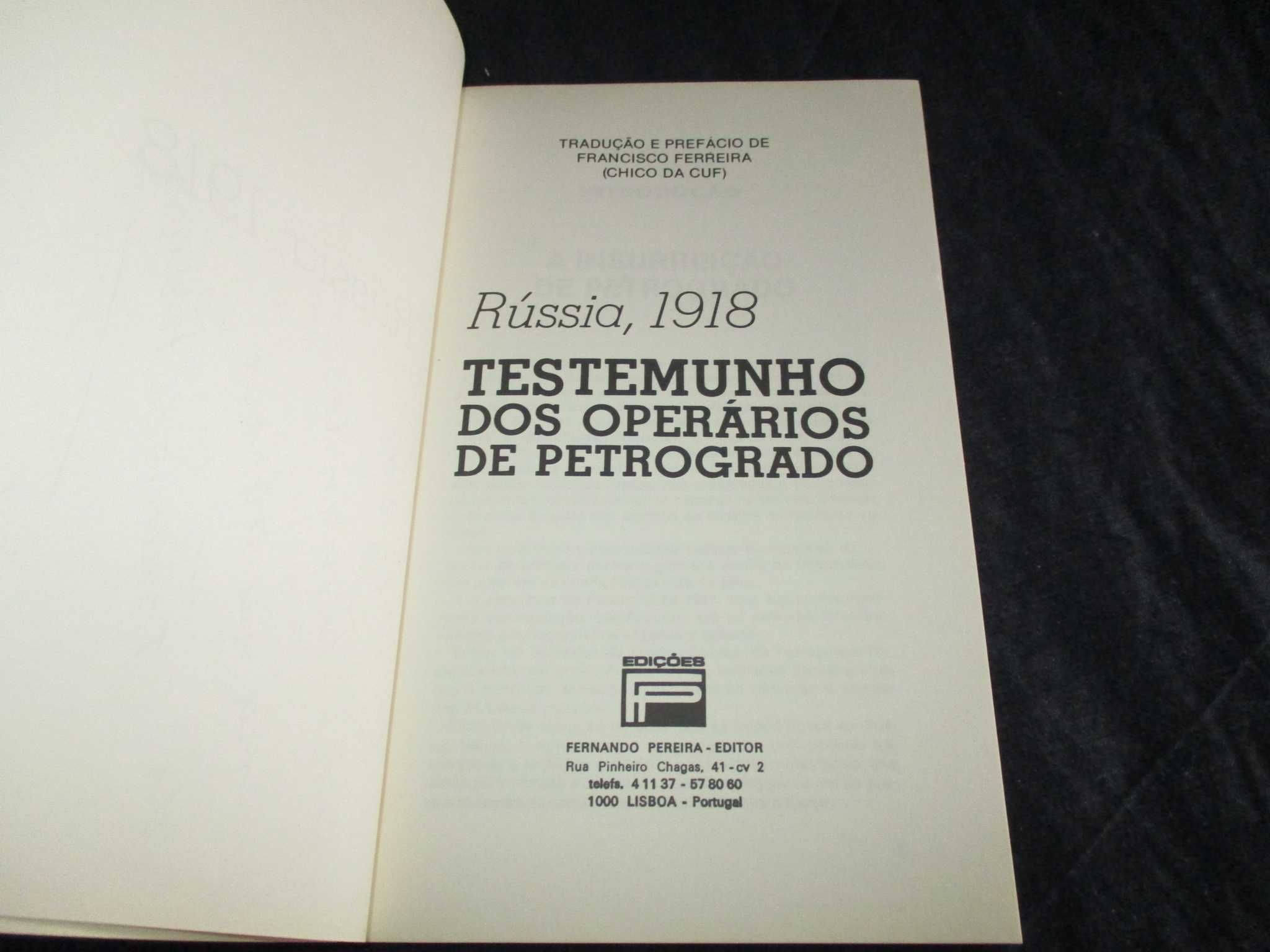 Livro Rússia 1918 Testemunho dos Operários de Petrogrado Autografado