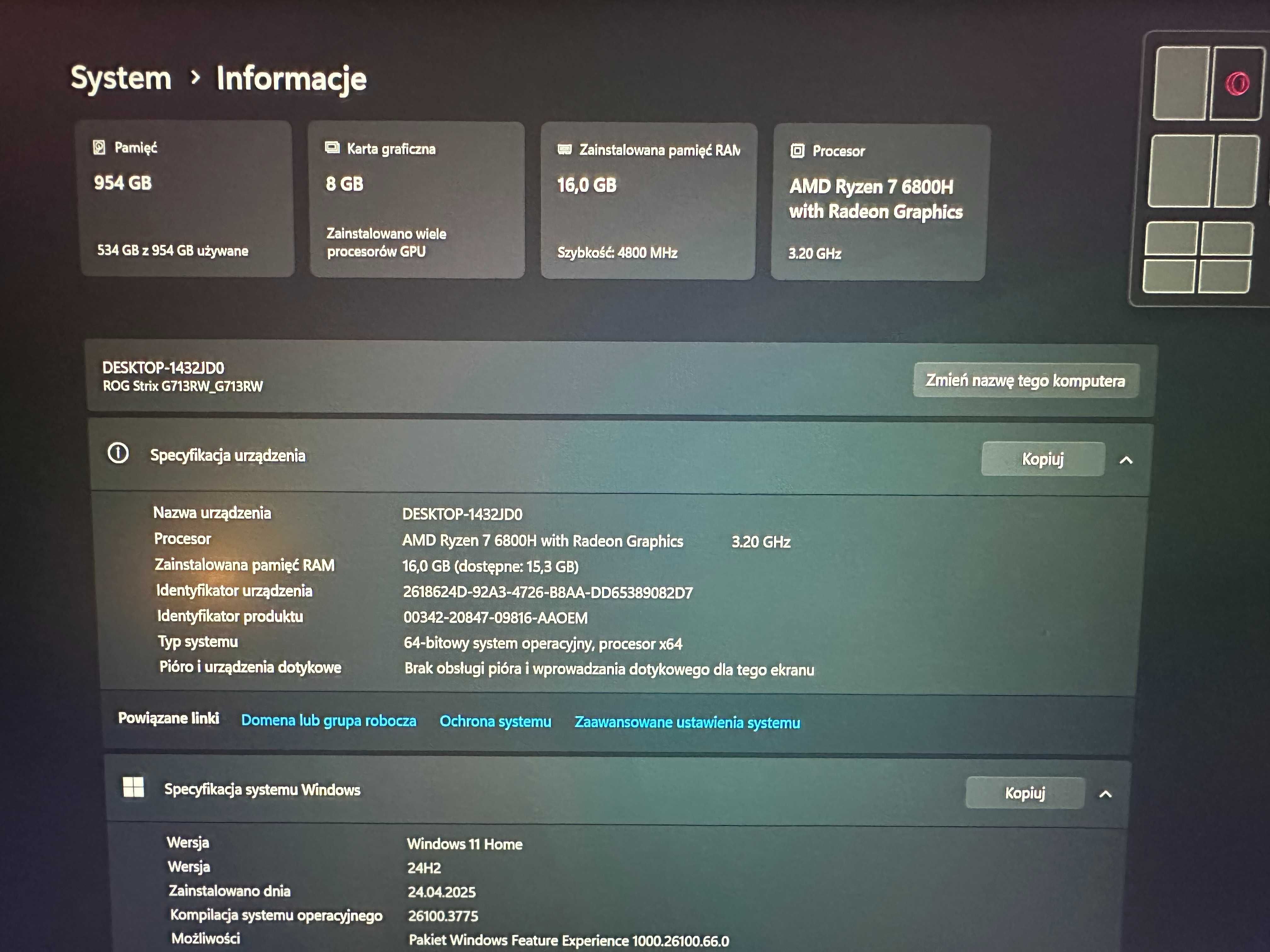 Laptop Asus ROG Strix G713RW RTX3070Ti, Ryzen 7 6800H, DDR 5, IPS