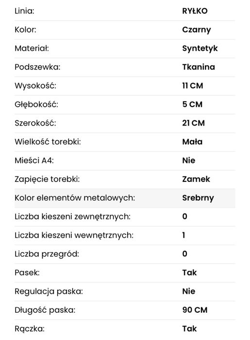 Czarna kopertówka z łańcuszkiem Ryłko. Nowa