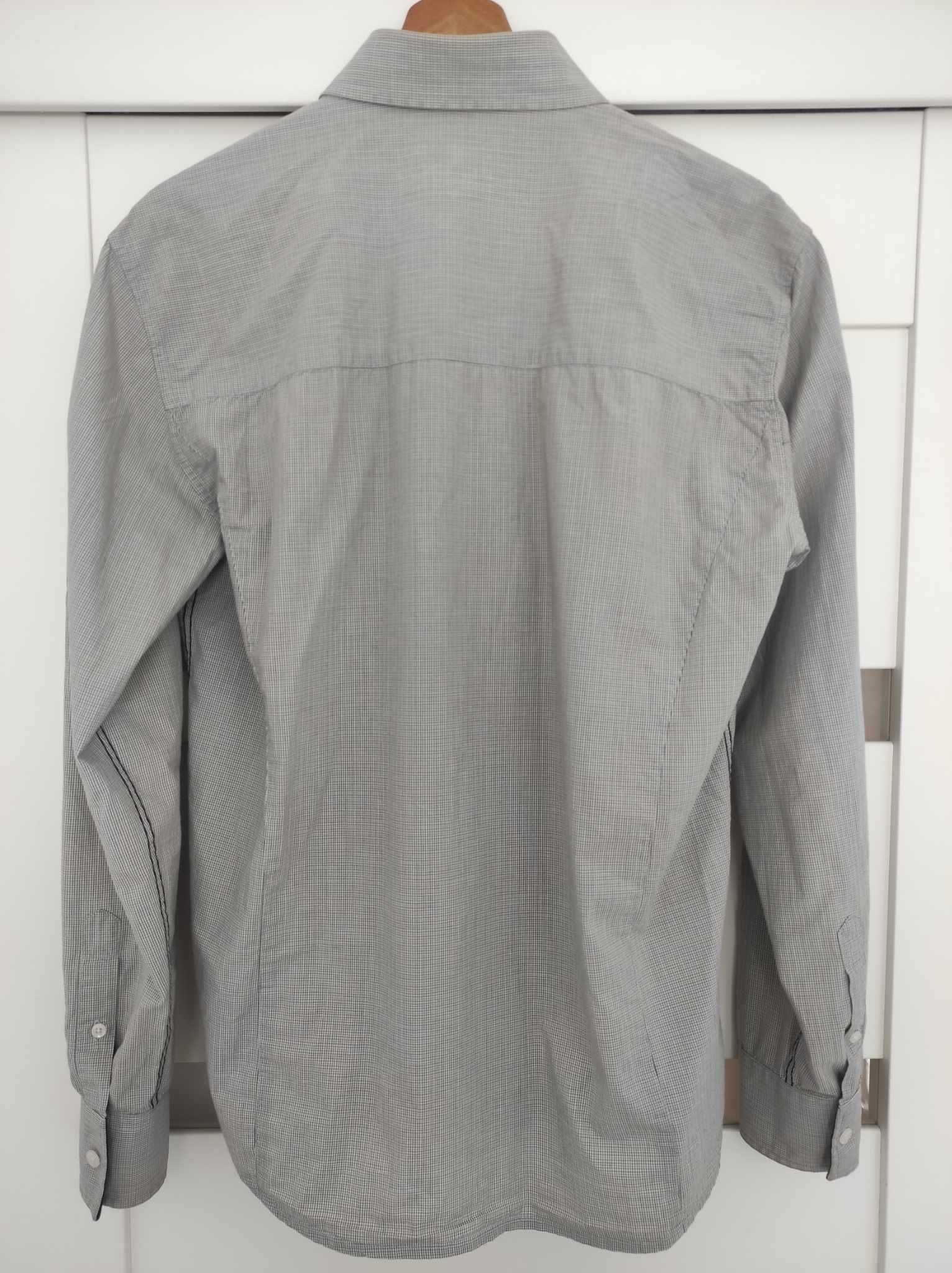 Koszula męska szara w kratę Bawełna Couture Shine rozmiar L