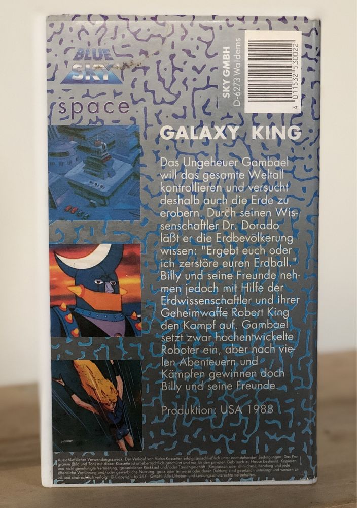 Kaseta video GALAXY KING Blue Sky Space VHS retro unikat bajka anime