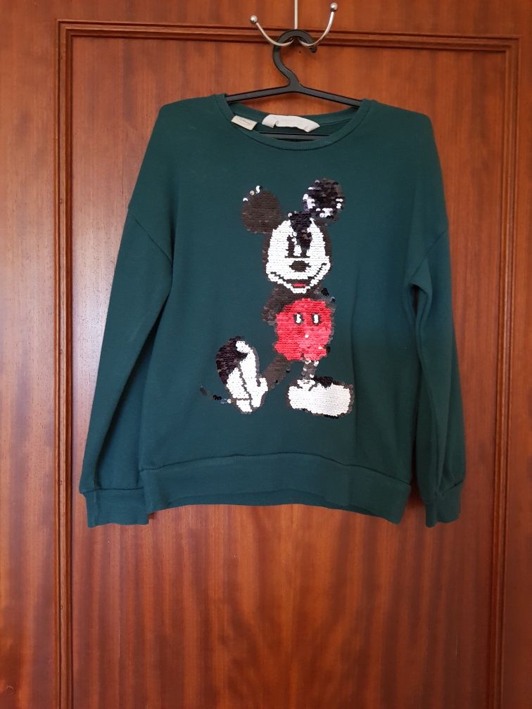 Camisola de meia estação com Mickey. Marca MANGO, tamanho 7-8 anos