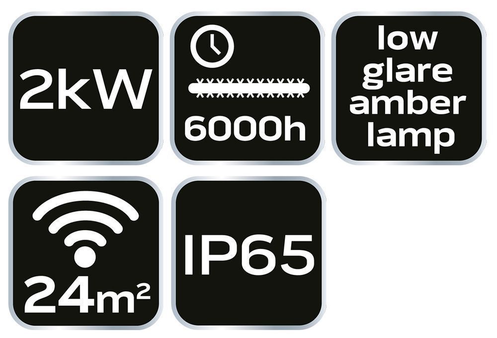 Promiennik 2000W, Ip65, Element Grzejny Low Glare Amber Lamp