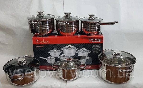 Набор кухонной посуды Uniquе UN-5036 набор кастрюль (12 предметов)