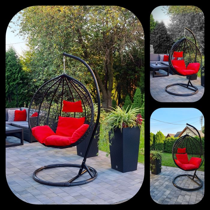 Fotel wiszący ITALFORM ORTA kosz wiszący (szare poduszki)